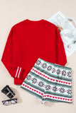 MQTIME  -  Letter Graphic Round Neck Top and Printed Shorts Lounge Set