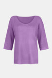 MQTIME  -  V-Neck Three-Quarter Sleeve Knit Top