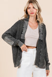 MQTIME  -   Mittoshop Contrast Patch Open Front Mineral Wash Cardigan