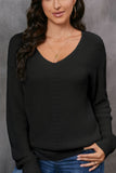 MQTIME  -  V-Neck Drop Shoulder Sweater