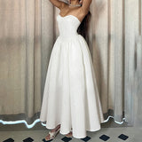 MQTIME  -  Elegant Strapless Maxi Dress Women's Prom Gown A-Line Robe Sexy Cleavage Chest Wrap Backless Party Long Dress Y2K Style