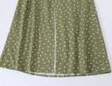  MQTIME  -  Women Polka Dot Cami Dress Summer Vintage Green Slip Midi Dresses French Style Button Up Split Elegant Beach Long Sun Dress