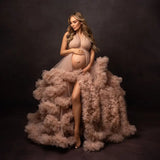 MQTIME  -  Purple Maternity Dress for Woman V Neck Ruffles Prom Party Gowns  Pregnancy Babyshower Outfit Robe Photography Props Customized