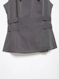  MQTIME  -  French Vintage Double Breasted Vest Women Elegant High Neck Sleeveless Jacket Chic Khaki Grey Slim Waistcoat Office Lady Tops 20