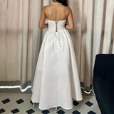 MQTIME  -  Elegant Strapless Maxi Dress Women's Prom Gown A-Line Robe Sexy Cleavage Chest Wrap Backless Party Long Dress Y2K Style