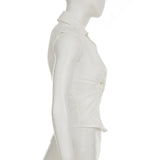 MQTIME  -  Women's Twist Design Sleeveless Crop Top with Side Zipper Turn-down Collar Blouse White Shirts Y2K Style Summer Fashion