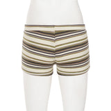  MQTIME  -  Women Striped Knit Mini Shorts Low Waist Bodycon Summer Beach Casual Elastic Slim Fit Stretchy Soft Lounge Hot Pants Bottoms New