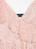MQTIME  -  Women Sexy Pink Lace Dress V Neck Ruffle Sleeveless Mini Dress Summer Layered Mesh Dress Party Night Clubwear Fairy Dress