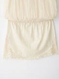  MQTIME  -  Sexy Strapless Tube Top Dress Romper Women Summer Drawstring Pleated Lace Trim Bodycon Jumpsuit Aesthetic Fairy Mini Robe