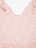 MQTIME  -  Women Sexy Pink Lace Dress V Neck Ruffle Sleeveless Mini Dress Summer Layered Mesh Dress Party Night Clubwear Fairy Dress