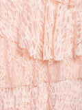 MQTIME  -  Women Sexy Pink Lace Dress V Neck Ruffle Sleeveless Mini Dress Summer Layered Mesh Dress Party Night Clubwear Fairy Dress