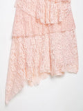 MQTIME  -  Women Sexy Pink Lace Dress V Neck Ruffle Sleeveless Mini Dress Summer Layered Mesh Dress Party Night Clubwear Fairy Dress