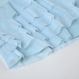 MQTIME  -  Women's Ruffle Asymmetrical Mesh Skirt Elegant Low Waist Tiered Layer Ribbon Mini Skirt Ladies Summer Bottoms Y2k Downtown Girl