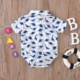 MQTIME  -  Baby Boy Clothes With Beret Newborn Baby Clothes 0 3 Months Summer Dinosaur Print Jumpsuit + Suspender Cotton Shorts Kid Outfit