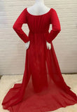 MQTIME  -  Chiffon Maternity Dress for Photography Pregnancy Photoshoot Dress Lace Baby Bump Shooting Dress for For Pregnant Women