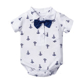 MQTIME  -  Boy Clothing Outfits Anchor Print Suit Baby Party Short Bow Hat Suit Birthday Dress Infant Boy Kid 3 6 9 12 18 24 Months