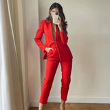 Mqtime Traf  Woman White Career Pant Office Lady Straight Pants Belt Casual Ankle Length Women Trousers Oem Female Suit Set