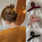 Mqtime  Woman Solid Velvet Hairpins Winter Women Barrettes Hair Accessories Catch Ponytail Clips Hairpins Lady Fashion Headwear