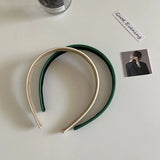 Mqtime Vintage Pu Leather Hairband Solid Bezel Korean Style Headband Head Hoop Girls Non-slip Turban Fashion Hair Accessories