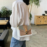 MQTIME  -  Fashion Women Chain Crossbody Bag Leisure Splice Small Square Shoulder Bag Luxury Design Messenger Bag Travel Purse and Handbag