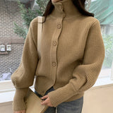 Mqtime  Casual Turtleneck Vintage кардиган женский Korean Fashion Lantern Sleeve Fall Winter Clothes Women Sweet Tops