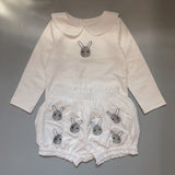 MQTIME  -  Summer Baby Set Long-sleeved Romper Top Shorts Pure Handmade Embroidered Cartoon Animals High-quality Fabric Physical Texture