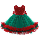 MQTIME  -  New Years Baby Girls' Christmas Dress Elegant Sequins Big Bow Princess Party Wedding Dresses Lace Tutu Children Kids Clothing