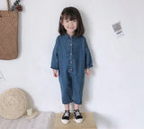 MQTIME  -  New Autumn Unisex Children Denim Jumpsuits Korean Style Chic Baby Boys Girls Overalls Soft Loose Trousers Kids Clothes