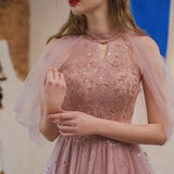 MQTIME  -  Women Exquisite Sequins Evening Party Formal Dress Ball Prom Gown Dress 2021 Women Pink A-line Tulle Clothes