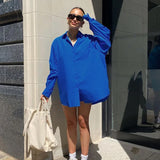 MQTIME  -  Autumn Casual Shirts Za Woman 2024 Plus Size Blouses Female Green Tops White Loose Button Up Womens Oversize Klein Blue Shirts