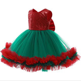 MQTIME  -  New Years Baby Girls' Christmas Dress Elegant Sequins Big Bow Princess Party Wedding Dresses Lace Tutu Children Kids Clothing