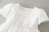 MQTIME  -  White Infant Dress for Baptism Baby Girls Lace Dresses with hat Kids Clothes Christening Birthday Outfits 3-24 Month