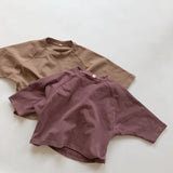 MQTIME  -  Baby Boys Girls Pure Color T-shirt Tops Autumn Baby Boys Girls Long Sleeve Cotton Pullover T-shirt Children Clothing