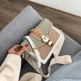 MQTIME  -  Fashion Women Chain Crossbody Bag Leisure Splice Small Square Shoulder Bag Luxury Design Messenger Bag Travel Purse and Handbag