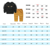 MQTIME  -  2Piece Set Spring Autumn Toddler Boy Clothes Set Fashion Casual Cartoon Black Baby Tops+Pants Children Boutique Clothing