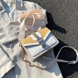 MQTIME  -  Fashion Women Chain Crossbody Bag Leisure Splice Small Square Shoulder Bag Luxury Design Messenger Bag Travel Purse and Handbag