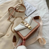 MQTIME  -  Fashion Women Chain Crossbody Bag Leisure Splice Small Square Shoulder Bag Luxury Design Messenger Bag Travel Purse and Handbag