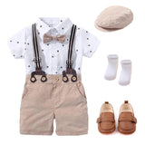 MQTIME  -  Hot Baby Boy Clothing Suit Newborn Handsome Romper Bow Set Birthday Festival Gift Jumpsuit Hat Toddler Boys Wedding Outfit Dress