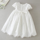 MQTIME  -  White Infant Dress for Baptism Baby Girls Lace Dresses with hat Kids Clothes Christening Birthday Outfits 3-24 Month