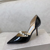 Mqtime Autumn New Pointed High Heel Women's Shoes Pearl Strap Hollow Pumps Fairy Shoes