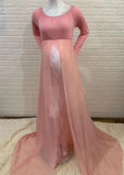 MQTIME  -  Chiffon Maternity Dress for Photography Pregnancy Photoshoot Dress Lace Baby Bump Shooting Dress for For Pregnant Women