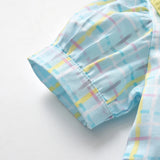 MQTIME  -  Fashion Summer Baby Toddler Kids Girl Casual Dress Children Girls Puff Short Sleeve Plaid Tutu Dresses Princess Clot