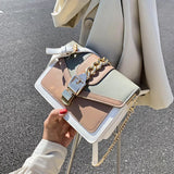 MQTIME  -  Fashion Women Chain Crossbody Bag Leisure Splice Small Square Shoulder Bag Luxury Design Messenger Bag Travel Purse and Handbag