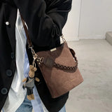 Mqtime Premium Vintage Bucket Bags Women Autumn Winter Fashion All Match Shoulder Crossbody Bag New Trend Casual Frosted Pack