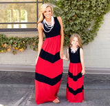 MQTIME  -  Family Matching Clothes Matching Mother And Daughter Dresses Striped Patchwork Dress New Fashion Family Look Girls Dress