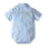 MQTIME  -  Summer Boys Clothes Baby Outfits Set Bow Tie Bib Suit Newborn 4 Pieces Party Birthday Dresses 3 6 9 12 18 24 Months
