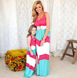 MQTIME  -  Family Matching Clothes Matching Mother And Daughter Dresses Striped Patchwork Dress New Fashion Family Look Girls Dress