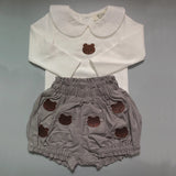 MQTIME  -  Summer Baby Set Long-sleeved Romper Top Shorts Pure Handmade Embroidered Cartoon Animals High-quality Fabric Physical Texture