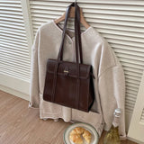 Mqtime Korean Version Ins Shoulder Bag Fashion Vintage All-Match Underarm Handbag Ladies Solid Color Large Capacity Commuter Bag