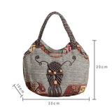 MQTIME  -  Women Linen Casual Handbag High Quality Travel Shoulder Bag Shopper Tote Purse Female Large Capacity National Design Bolso Mujer
